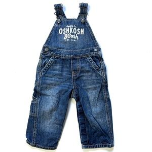 OshKosh Baby Denim Overalls Jeans Infant 12M Dark Wash Pants Classic Kid’s 12 M